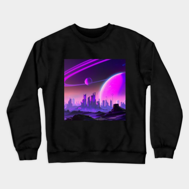 Alien City Crewneck Sweatshirt by ElectricPeacock